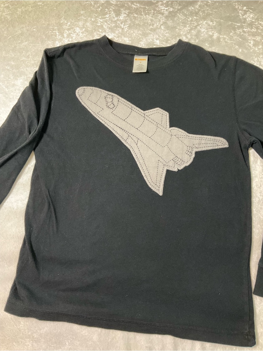 Gymboree Black Long-Sleeve Tee with Gray Space Shuttle Patch